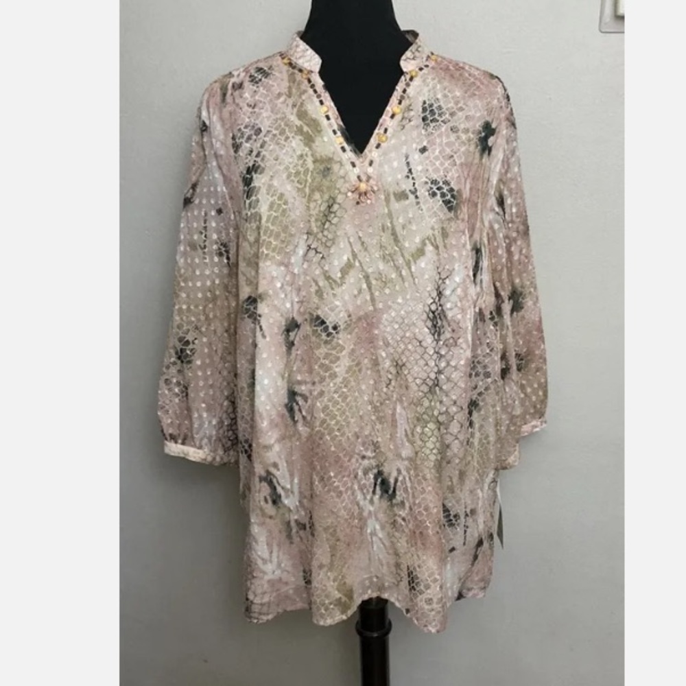 8-16 Alfred Dunner pink top blouse beaded embellished 16W NWT